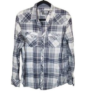 BKE Mens M Gray Plaid Standard Fit Short Sleeves S